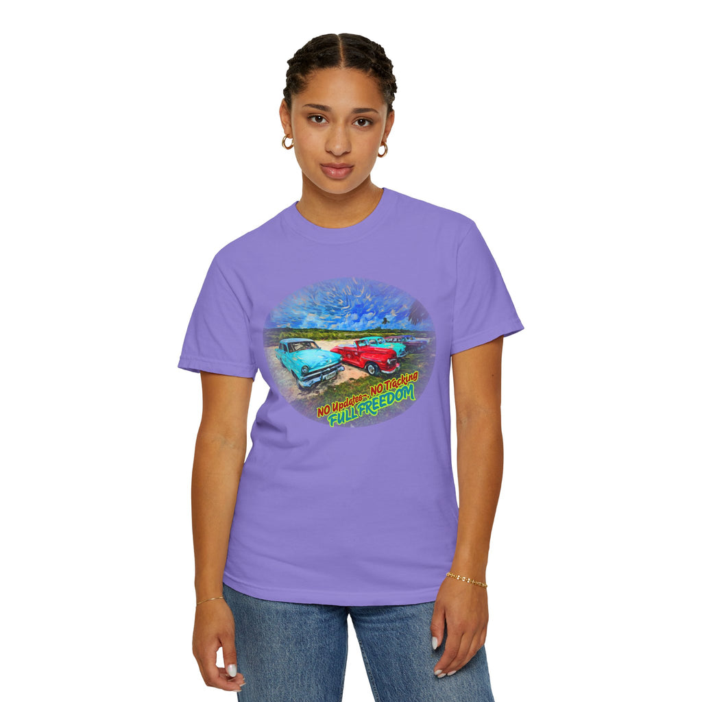 Classic Cars T-Shirt — 'No Updates, No Tracking, FULL FREEDOM' Tee