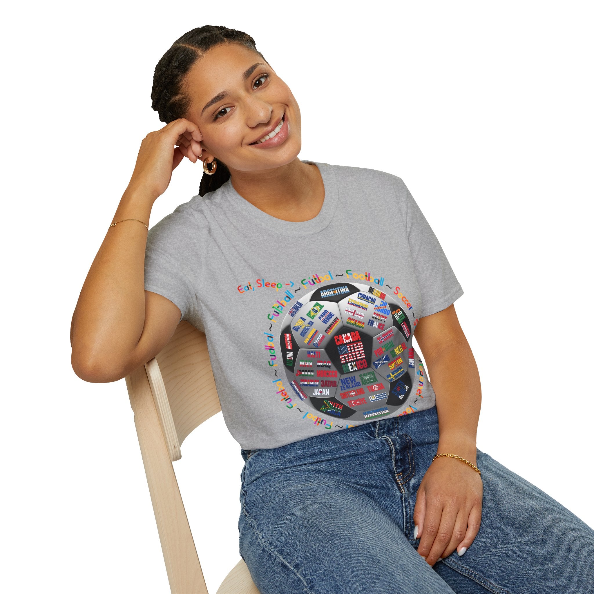 Eat, Sleep, Soccer in Different Languages | Colorful Text | Lightweight