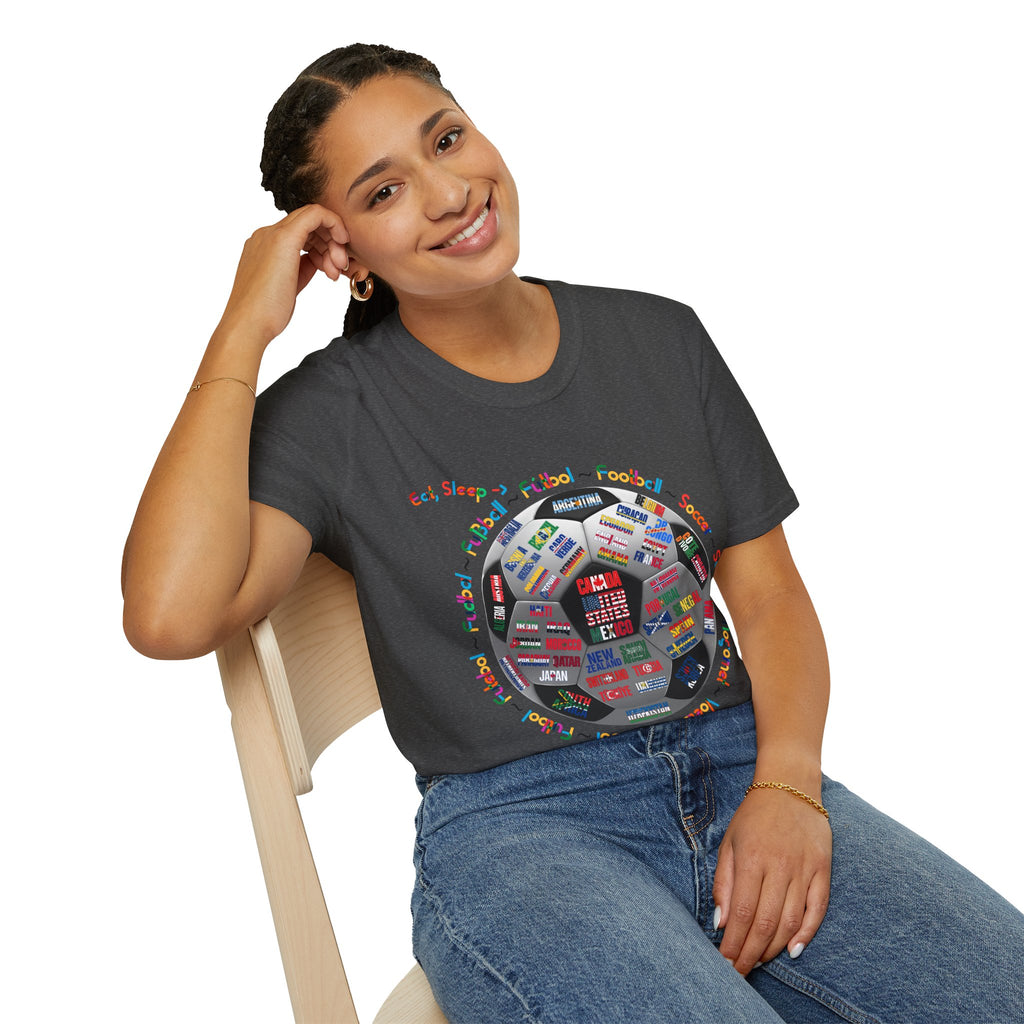 Eat, Sleep, Soccer in Different Languages | Colorful Text | Lightweight