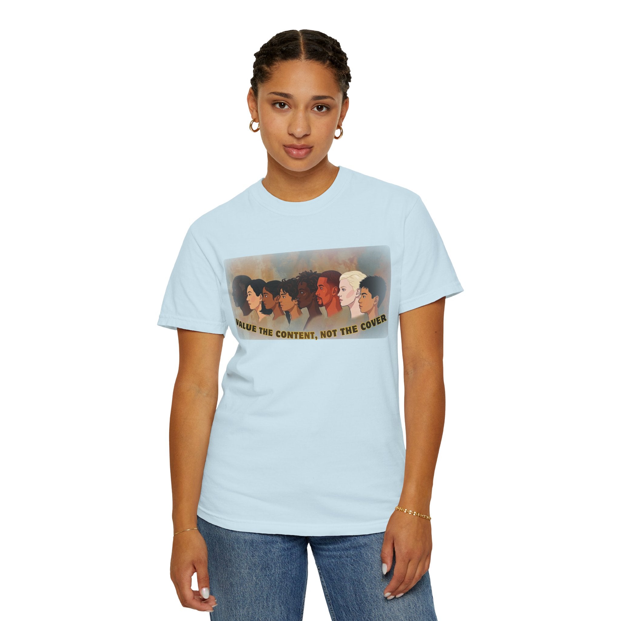 "Value the Content, Not the Cover" Unisex Garment-Dyed T-shirt