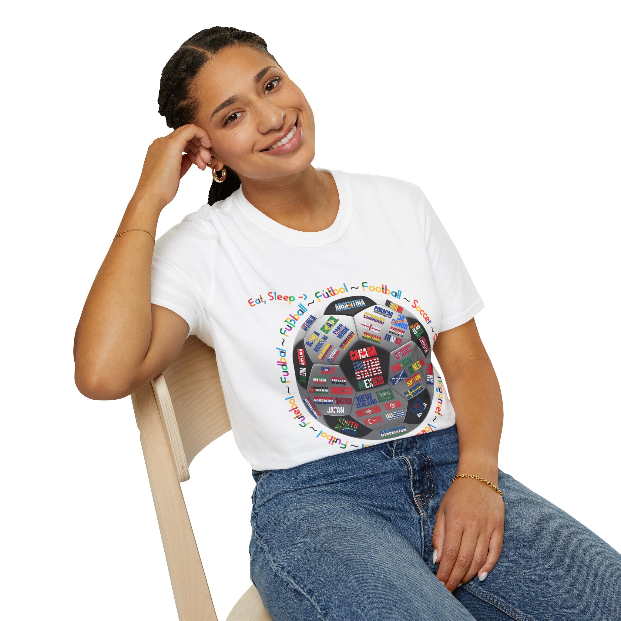 Eat, Sleep, Soccer in Different Languages | Colorful Text | Lightweight