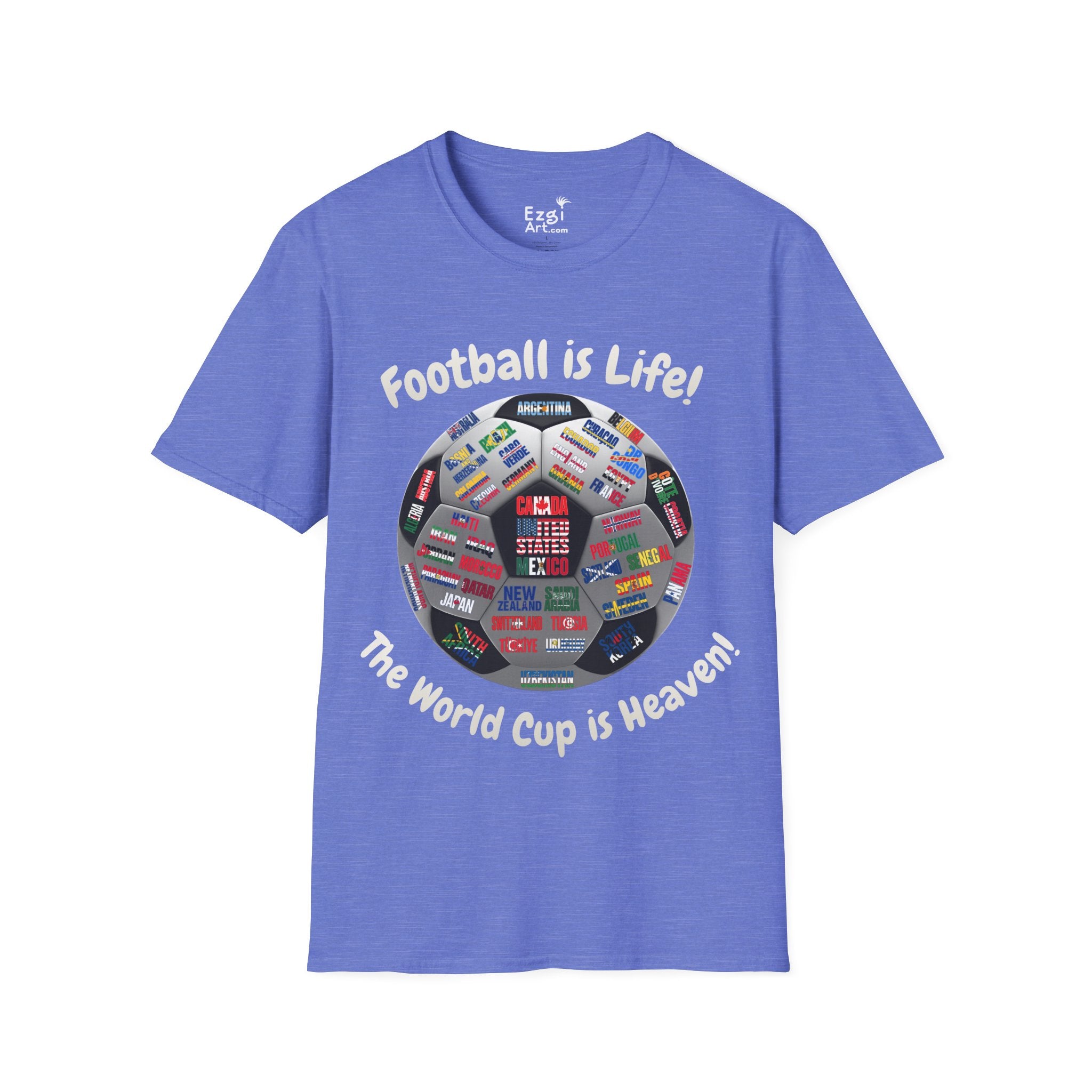 World Cup is Heaven | All Teams Ball Design | White Text | Lightweight