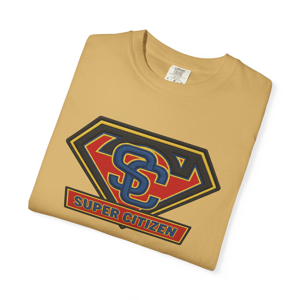 Super Citizen - Printed both sides — "Tax, Tax, Tax" Protest Tee (Blue Text) -  A protest tee for everyday people. Regular citizens pay so many and more taxes than wealthy ones.  Wear it to show your...