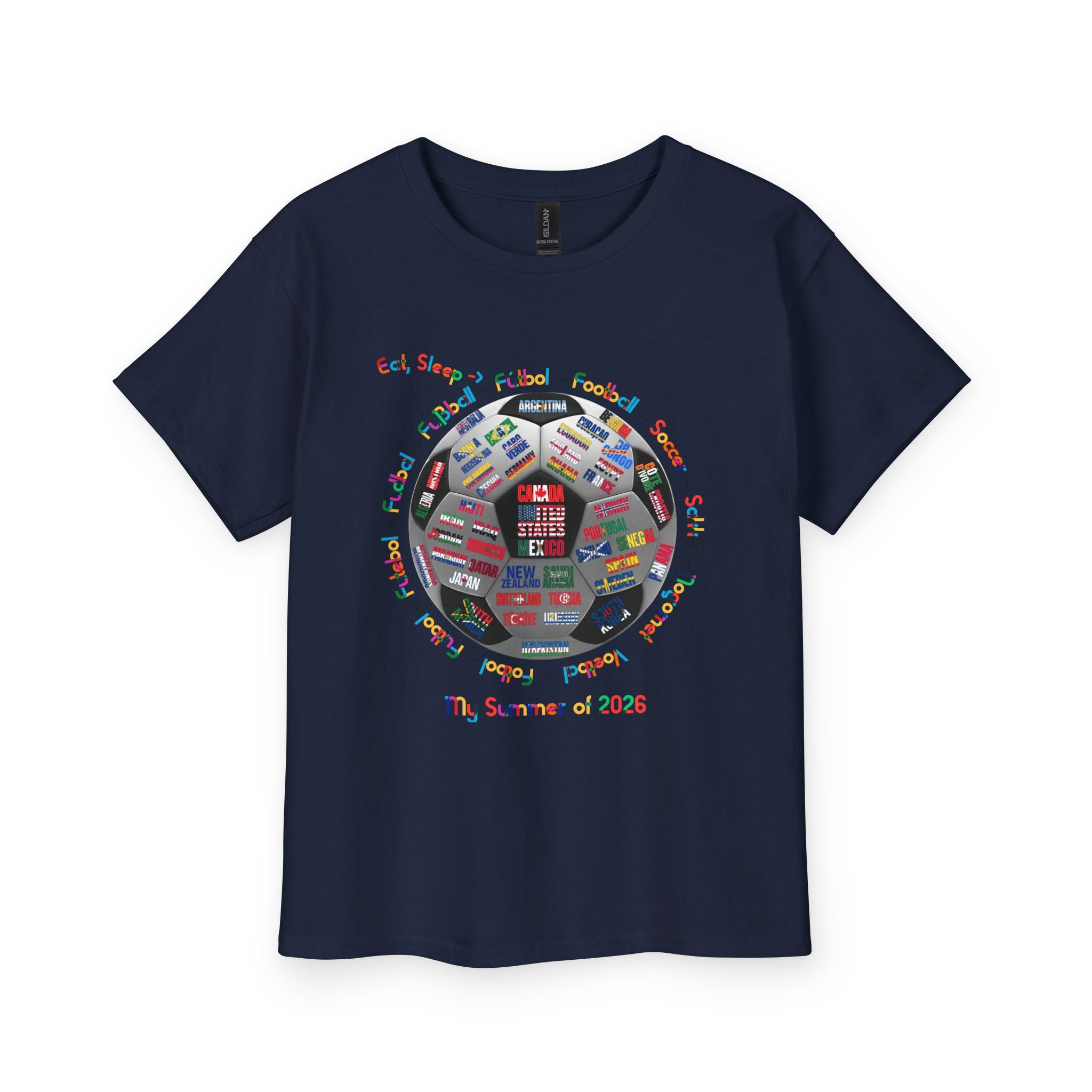 Youth | Soccer World Cup “Eat, Sleep, Football, My Summer 2026" | Colorful Text | Lightweight