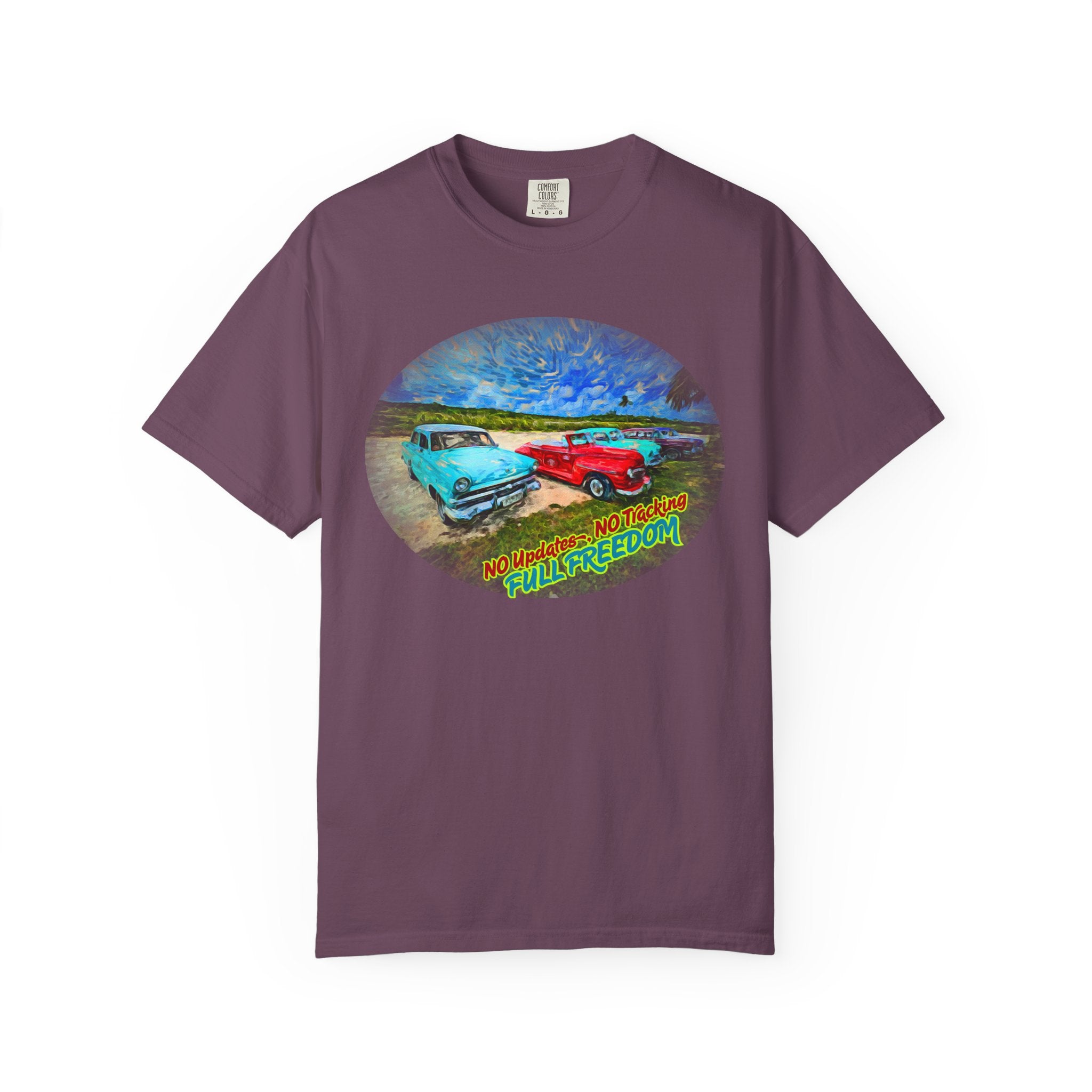 Classic Cars T-Shirt — 'No Updates, No Tracking, FULL FREEDOM' Tee