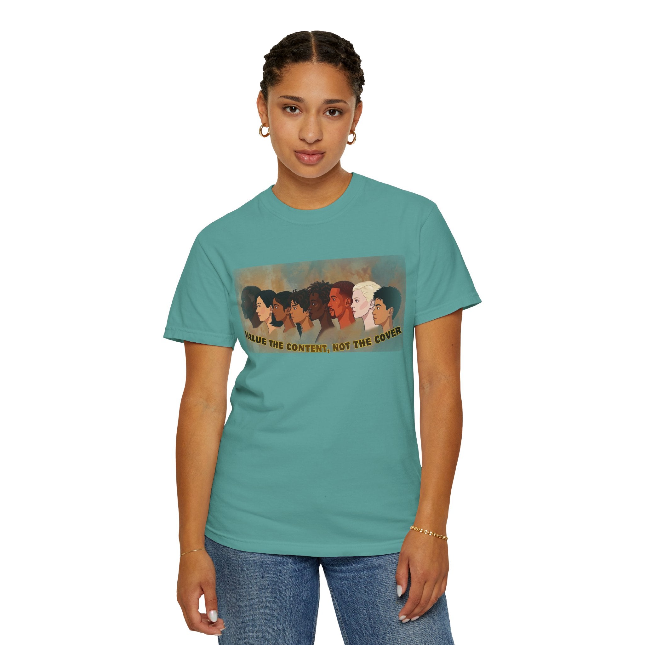 "Value the Content, Not the Cover" Unisex Garment-Dyed T-shirt