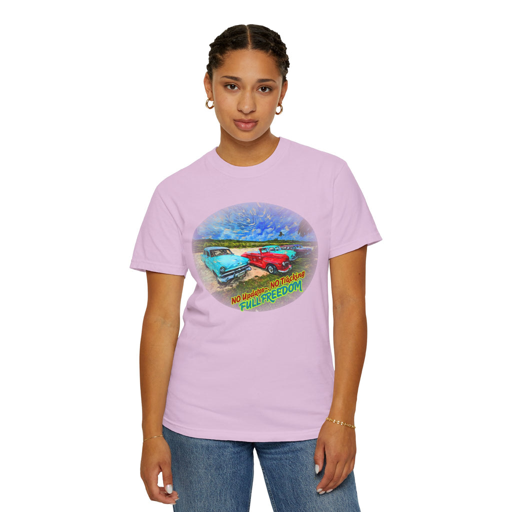 Classic Cars T-Shirt — 'No Updates, No Tracking, FULL FREEDOM' Tee