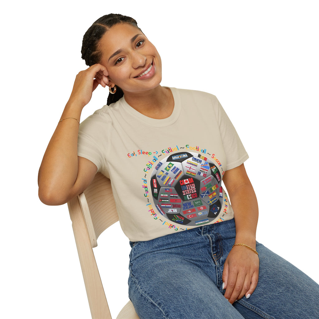 Eat, Sleep, Soccer in Different Languages | Colorful Text | Lightweight