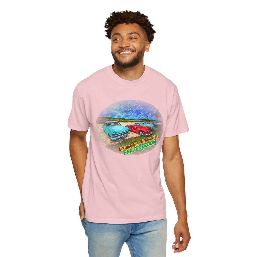 Classic Cars T-Shirt — 'No Updates, No Tracking, FULL FREEDOM' Tee