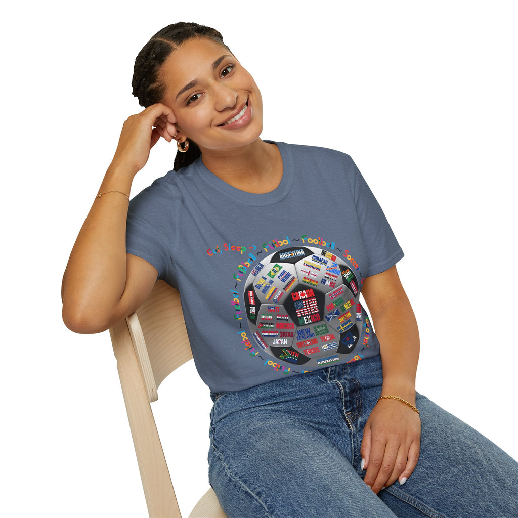 Eat, Sleep, Soccer in Different Languages | Colorful Text | Lightweight