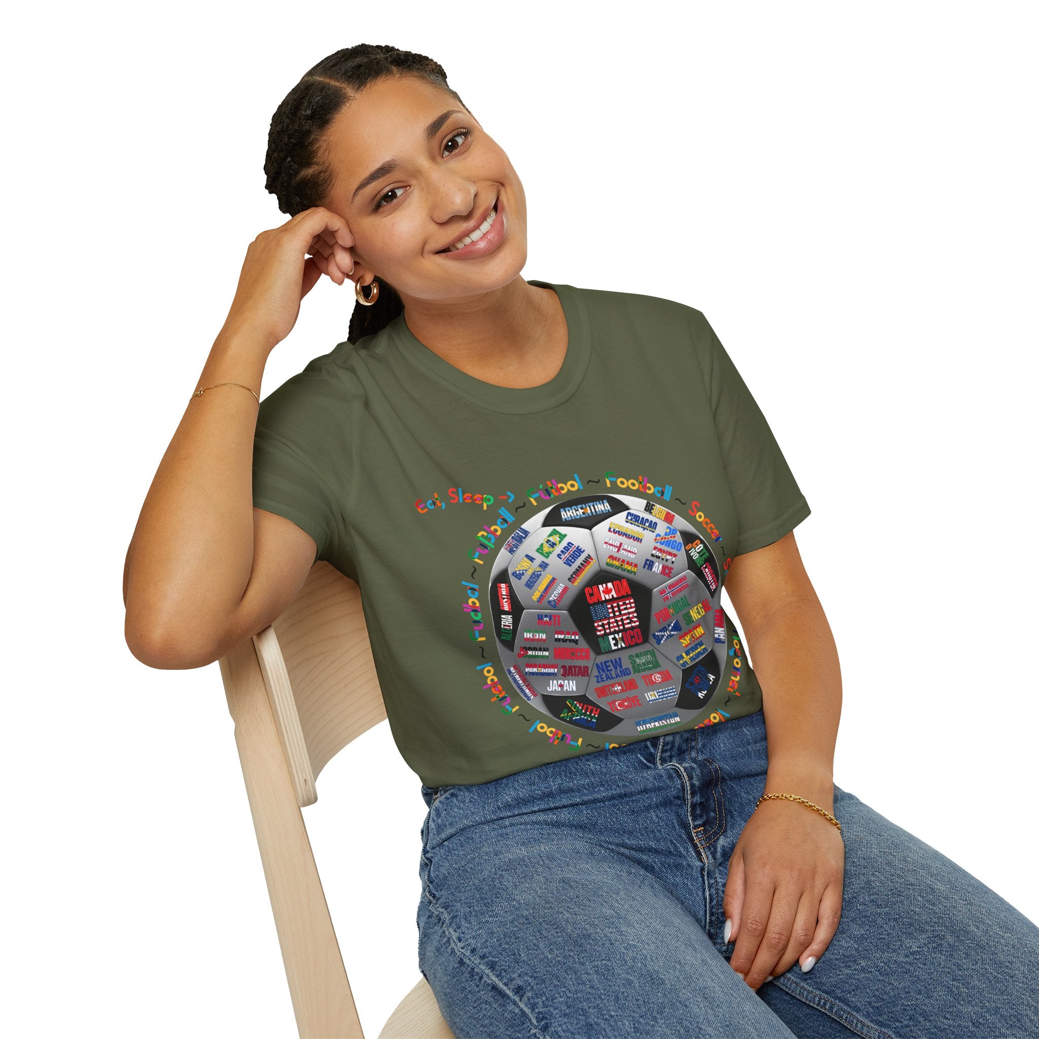 Eat, Sleep, Soccer in Different Languages | Colorful Text | Lightweight