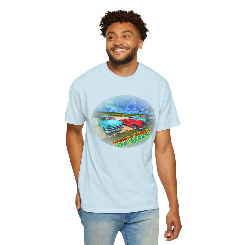 Classic Cars T-Shirt — 'No Updates, No Tracking, FULL FREEDOM' Tee
