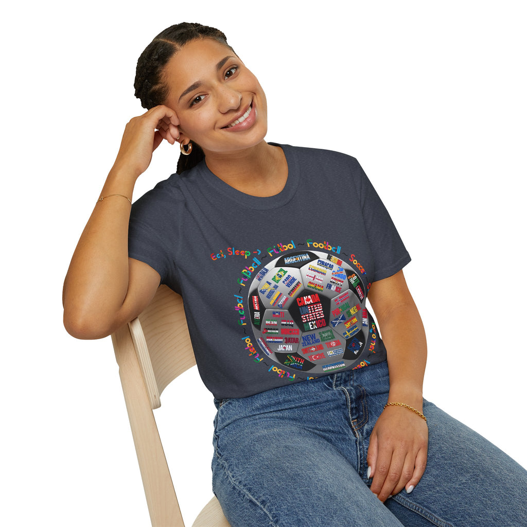 Eat, Sleep, Soccer in Different Languages | Colorful Text | Lightweight