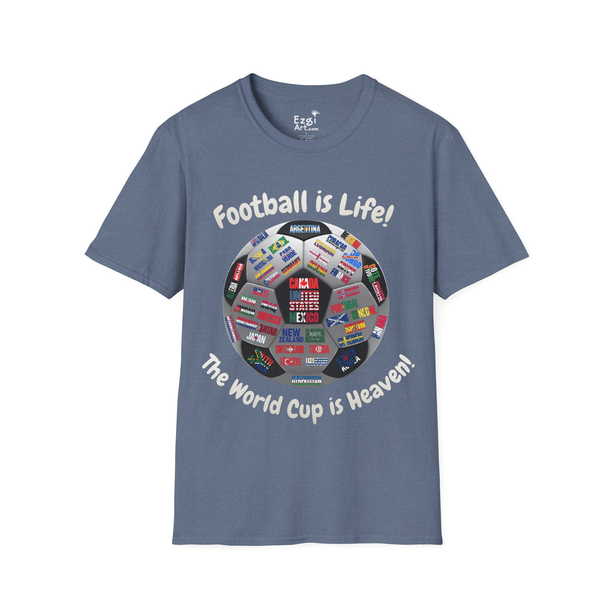 World Cup is Heaven | All Teams Ball Design | White Text | Lightweight