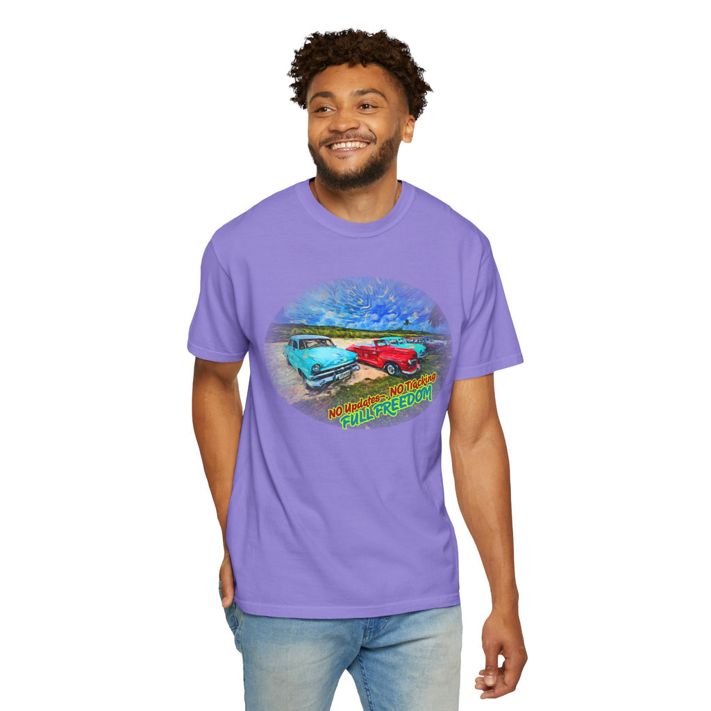 Classic Cars T-Shirt — 'No Updates, No Tracking, FULL FREEDOM' Tee
