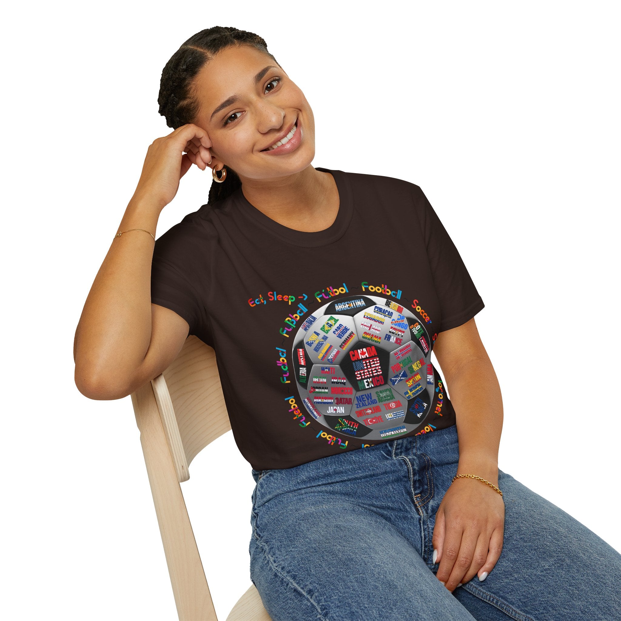 Eat, Sleep, Soccer in Different Languages | Colorful Text | Lightweight