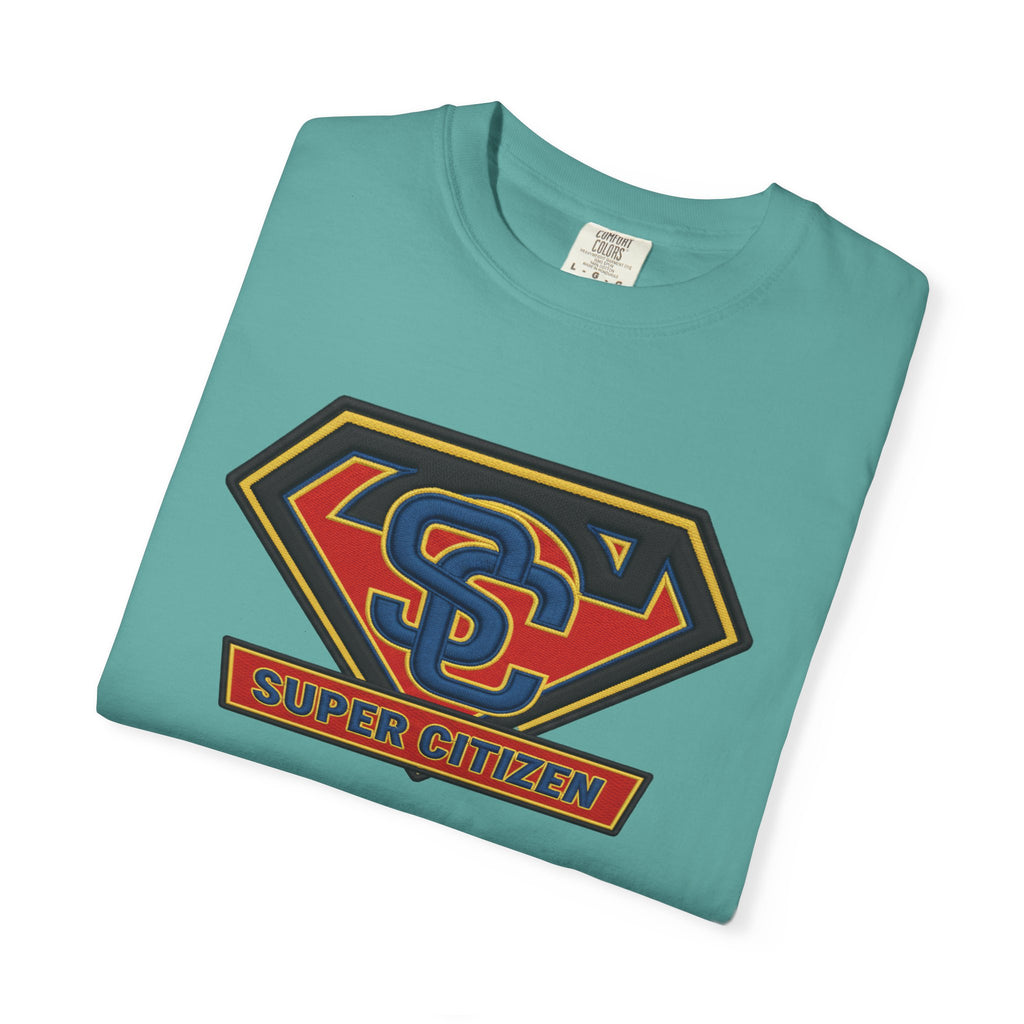 Super Citizen Graphic T-Shirt — "Pays More Tax Than" Protest Tee (Blue Text) -  A protest tee for everyday people. Regular citizens pay more taxes than wealthy ones.  Wear it to show your frustration...