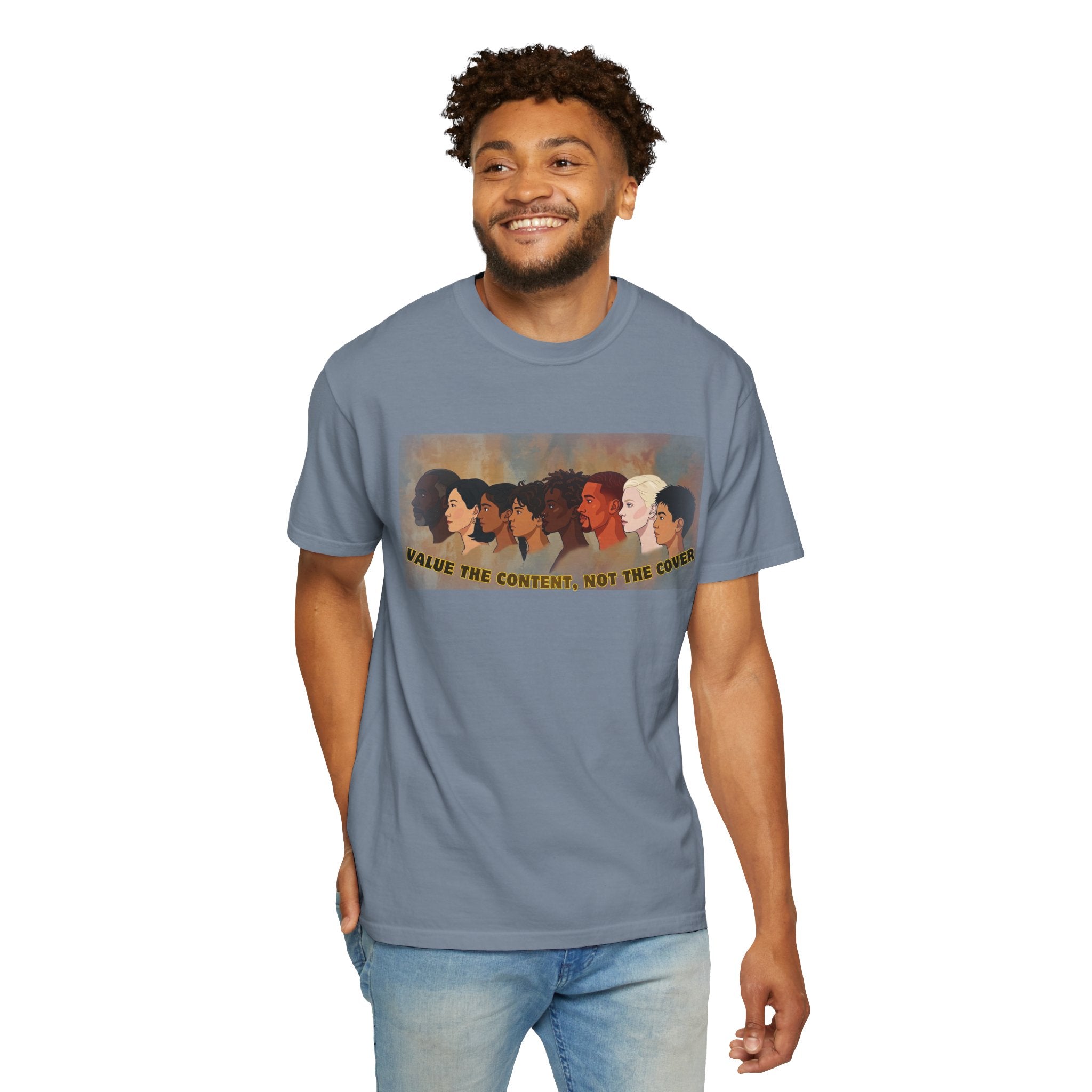 "Value the Content, Not the Cover" Unisex Garment-Dyed T-shirt