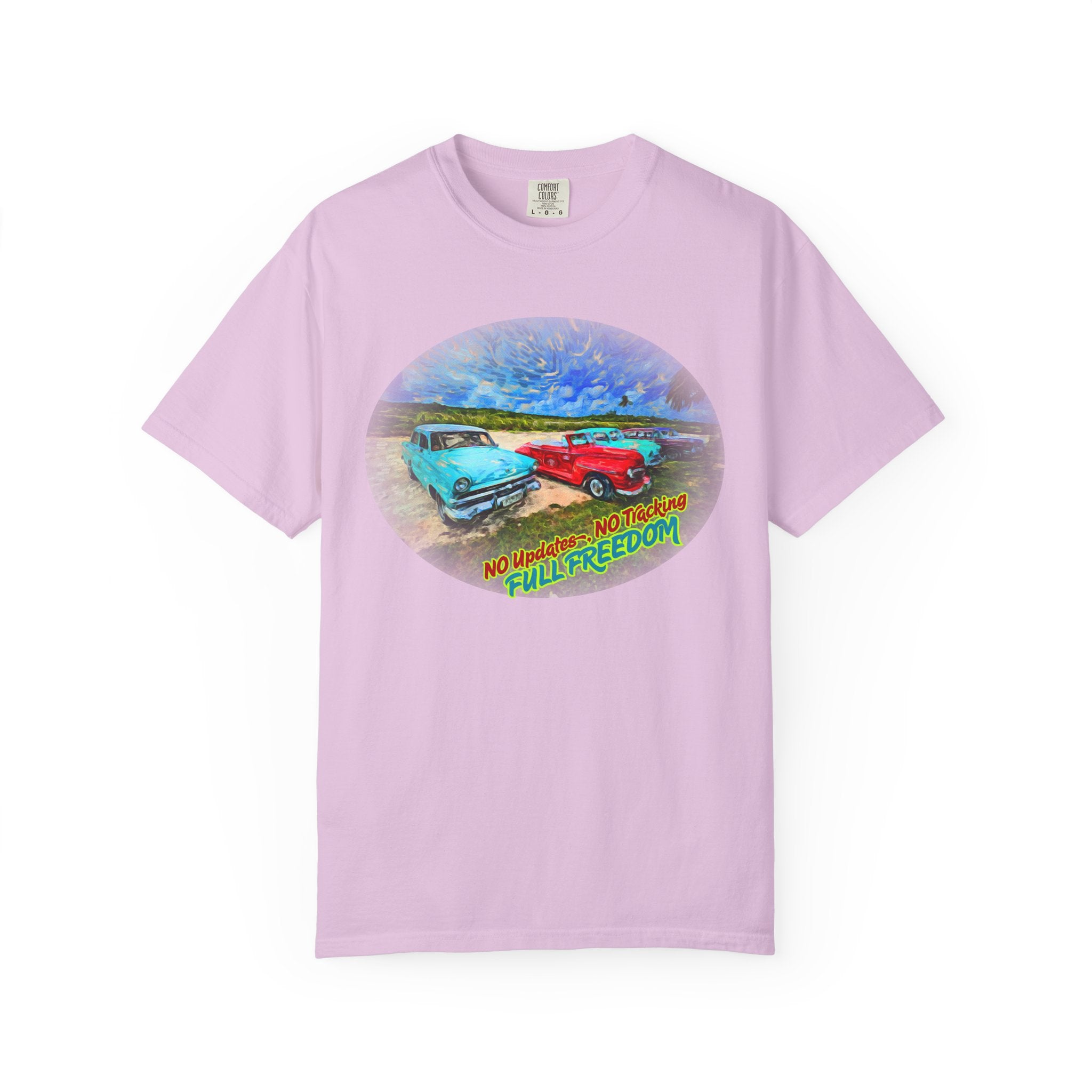 Classic Cars T-Shirt — 'No Updates, No Tracking, FULL FREEDOM' Tee
