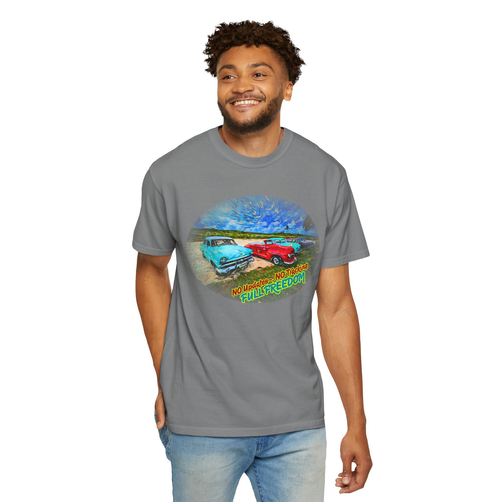 Classic Cars T-Shirt — 'No Updates, No Tracking, FULL FREEDOM' Tee