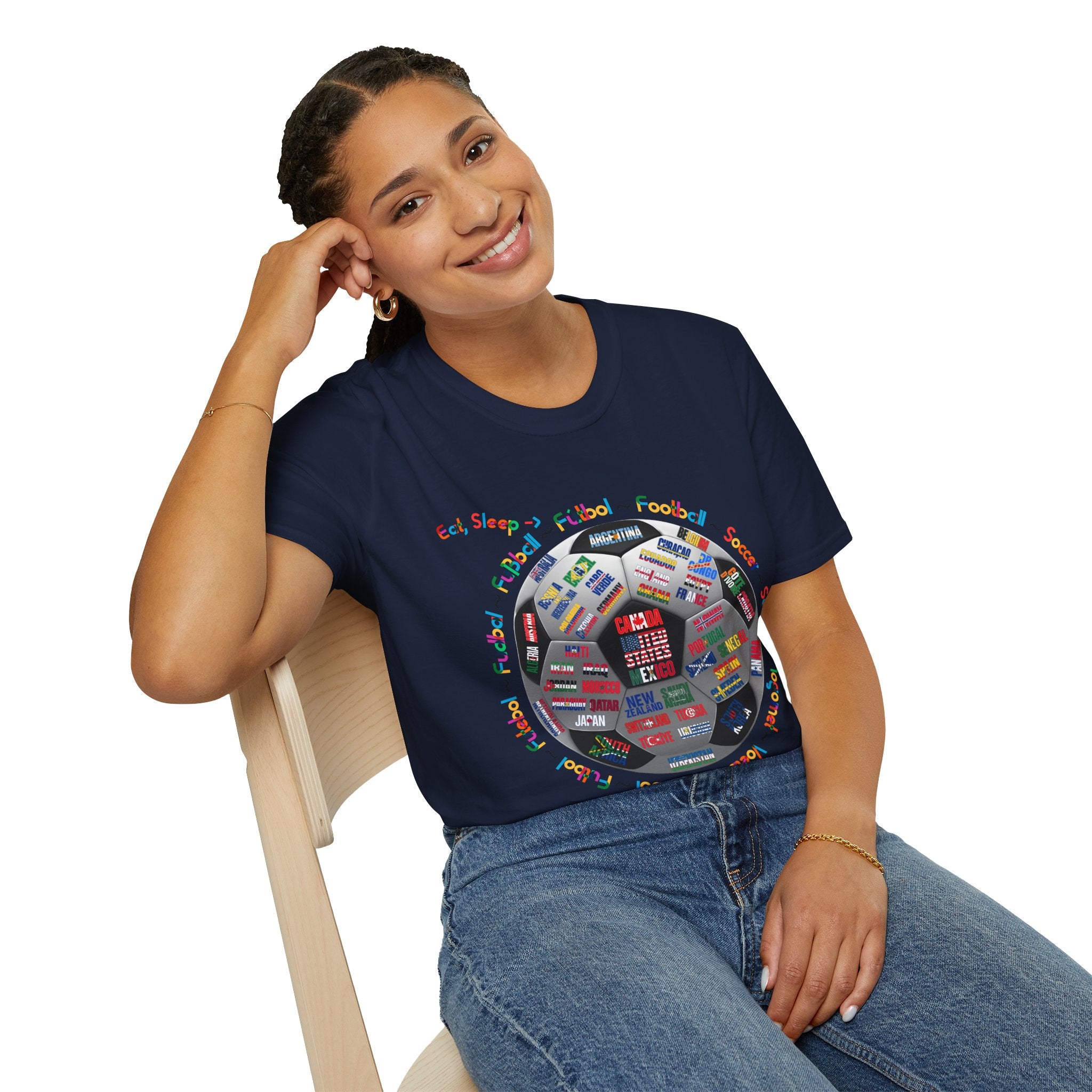 Eat, Sleep, Soccer in Different Languages | Colorful Text | Lightweight