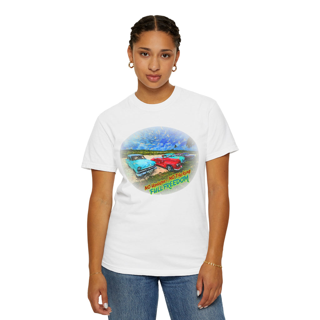 Classic Cars T-Shirt — 'No Updates, No Tracking, FULL FREEDOM' Tee