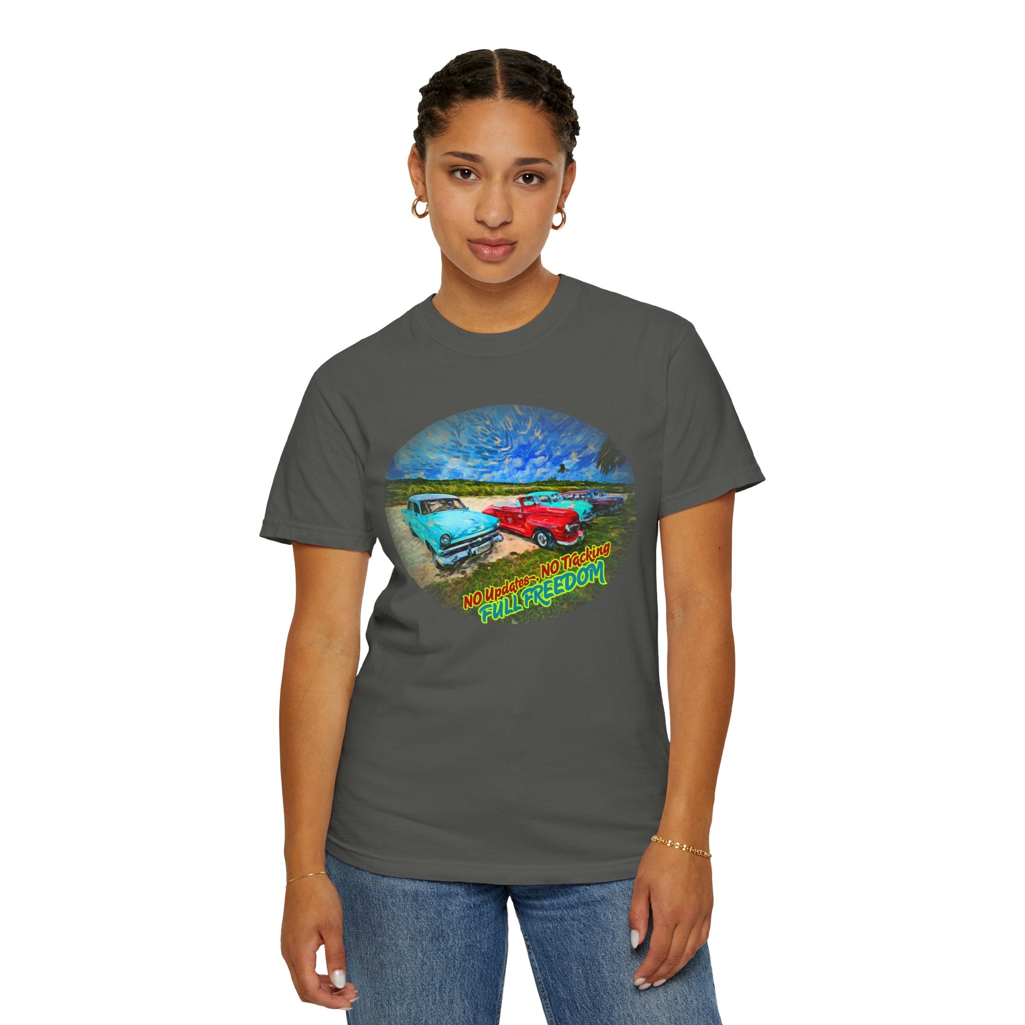 Copy of Classic Cars T-Shirt — 'No Updates, No Tracking, FULL FREEDOM' Tee